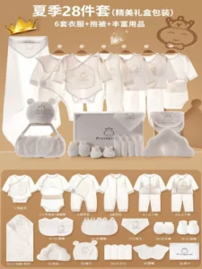 summer newborn baby gift box, newborn waiting bag, cotton clothes set, mother stocking baby full moon gifts